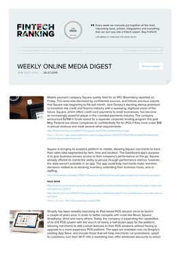 WEEKLY ONLINE MEDIA DIGEST Previous Digests #16 20.07.2015 — 26.07.2015