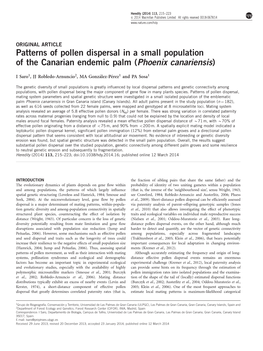 Patterns of Pollen Dispersal in a Small Population of the Canarian Endemic Palm (Phoenix Canariensis)