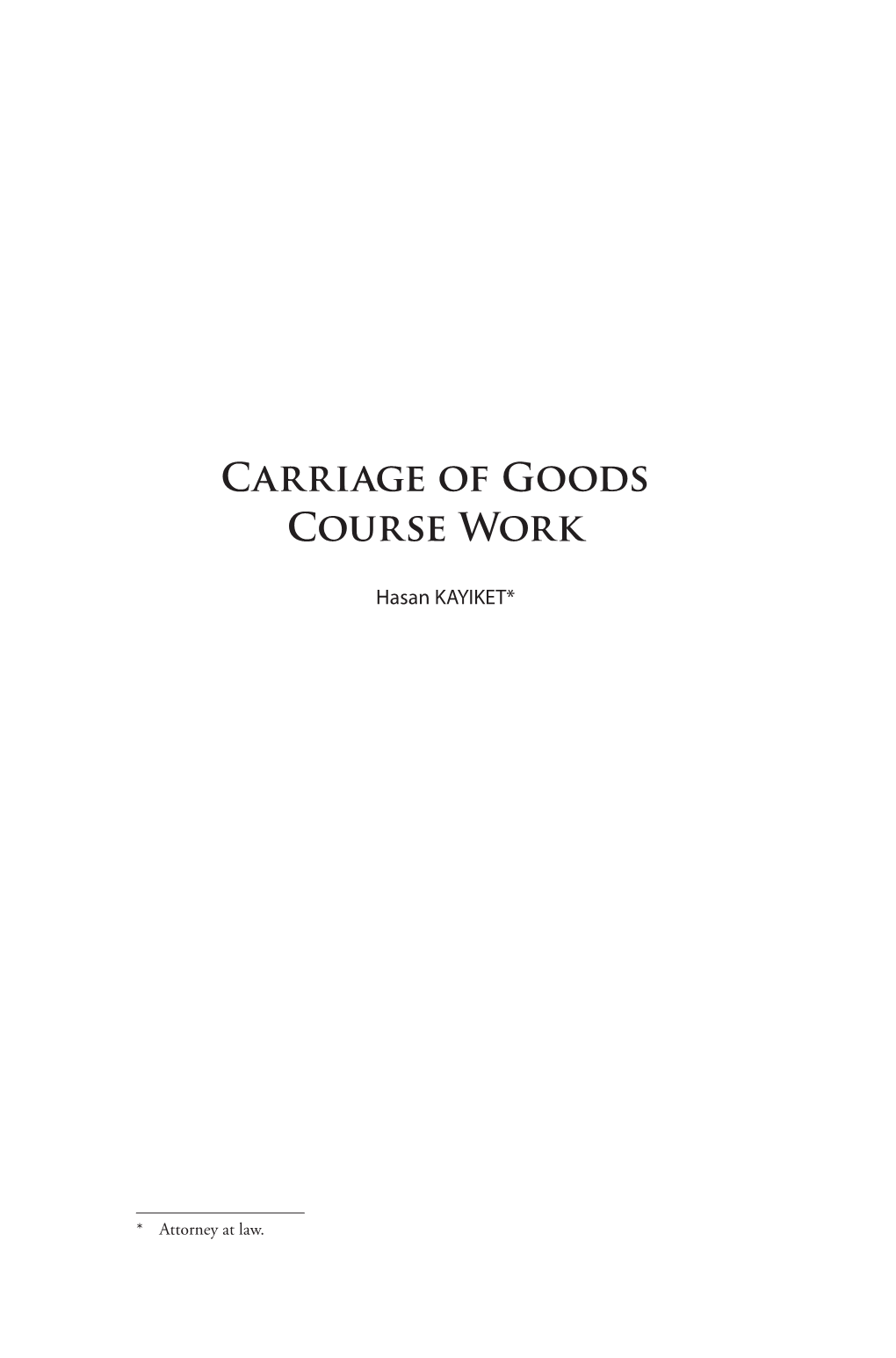 Carriage of Goods Course Work