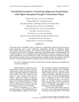 Translating Encounters: Connecting Indigenous Young People with Higher Education Through a Transmedia Project