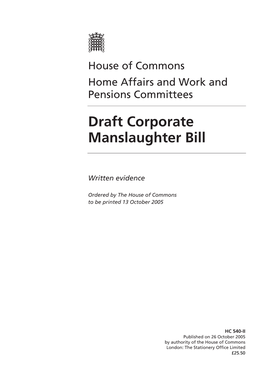 Draft Corporate Manslaughter Bill