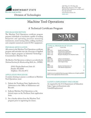 Machine Tool Operations