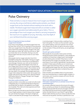 Pulse Oximetry Pulse Oximetry Is a Way to Measure How Much Oxygen Your Blood Is Carrying