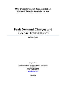 Peak Demand Charges and Electric Transit Buses White Paper