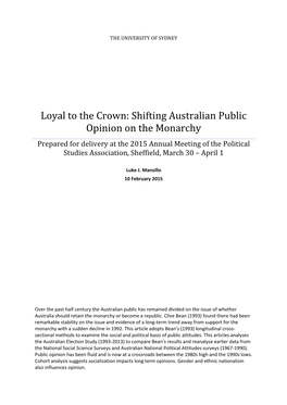 Shifting Australian Public Opinion on the Monarchy