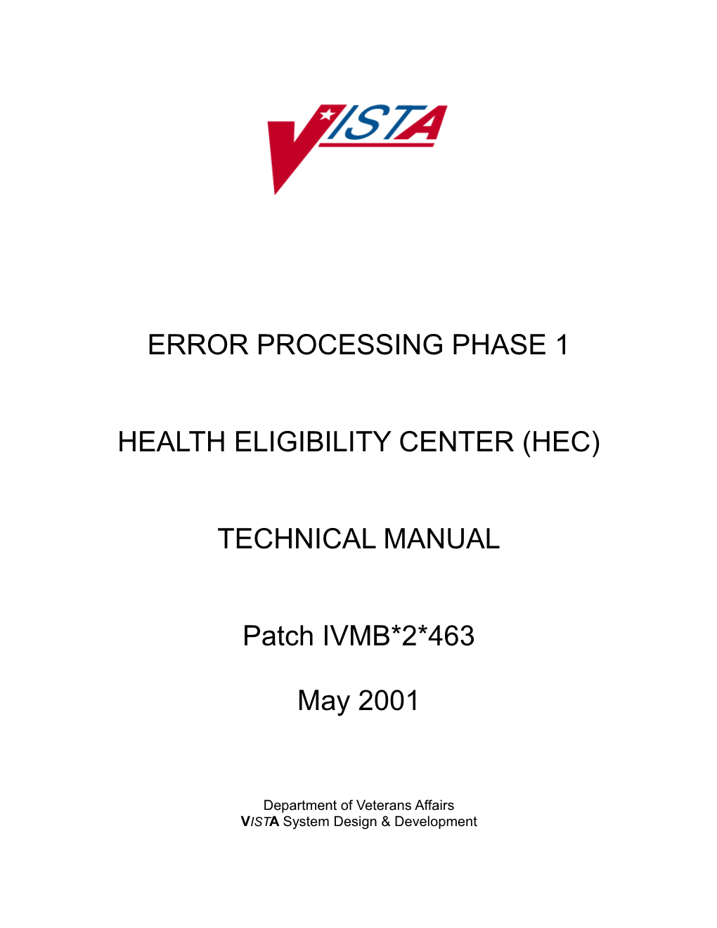 Error Processing Phase 1 Technical Manual