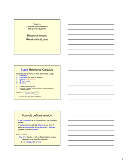 Tuple Relational Calculus Formula Defines Relation