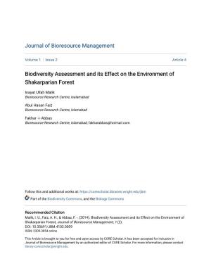 Biodiversity Assessment and Its Effect on the Environment of Shakarparian Forest