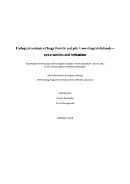 Ecological Analysis of Large Floristic and Plant-Sociological Datasets – Opportunities and Limitations