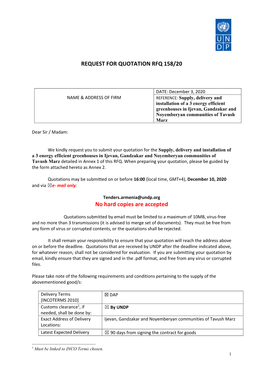 REQUEST for QUOTATION RFQ 158/20 No Hard Copies Are Accepted