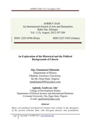 AFRREV IJAH, Vol.1 (3) August, 2012