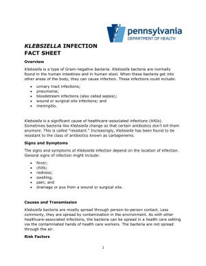 Klebsiella Infection Fact Sheet