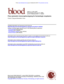 Flow Cytometric Immunophenotyping for Hematologic Neoplasms