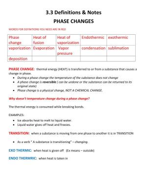 3.3 Definitions & Notes PHASE CHANGES