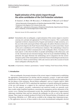 Rapid Estimation of the Seismic Impact Through the Active Contribution of the Civil Protection Volunteers