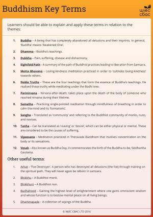 Buddhism Key Terms