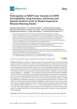 Participation of HHIP Gene Variants in COPD Susceptibility, Lung Function, and Serum and Sputum Protein Levels in Women Exposed to Biomass-Burning Smoke