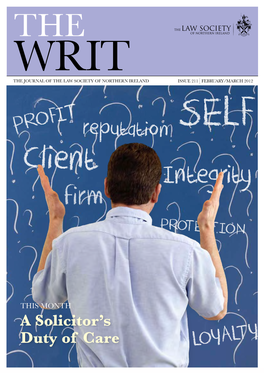 Writ the Journal of the Law Society of Northern Ireland Issue 211 February/March 2012