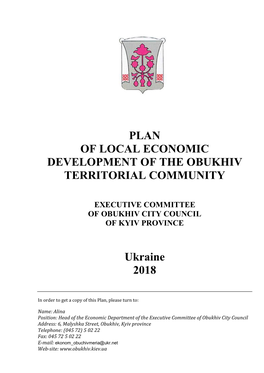 Plan of Local Economic Development of the Obukhiv Territorial Community