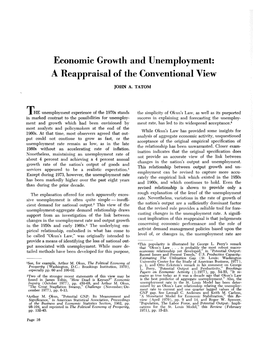 Economic Growth and Unemployment: a Reappraisal of the Conventional View