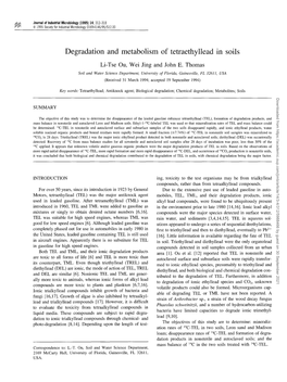 Degradation and Metabolism of Tetraethyllead in Soils