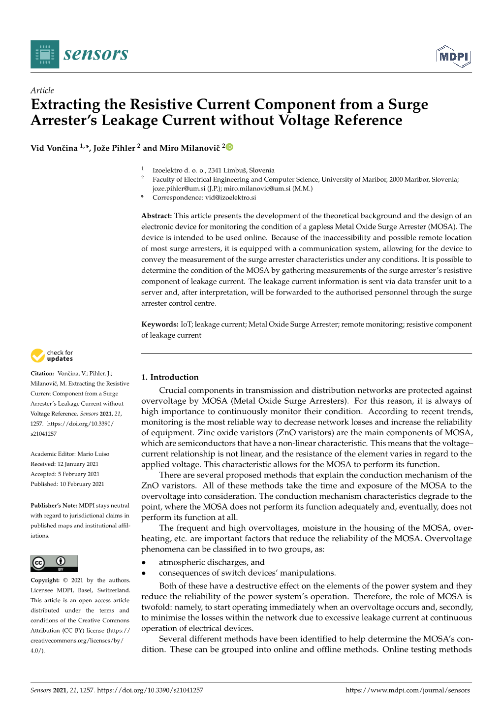 Extracting the Resistive Current Component from a Surge Arrester's