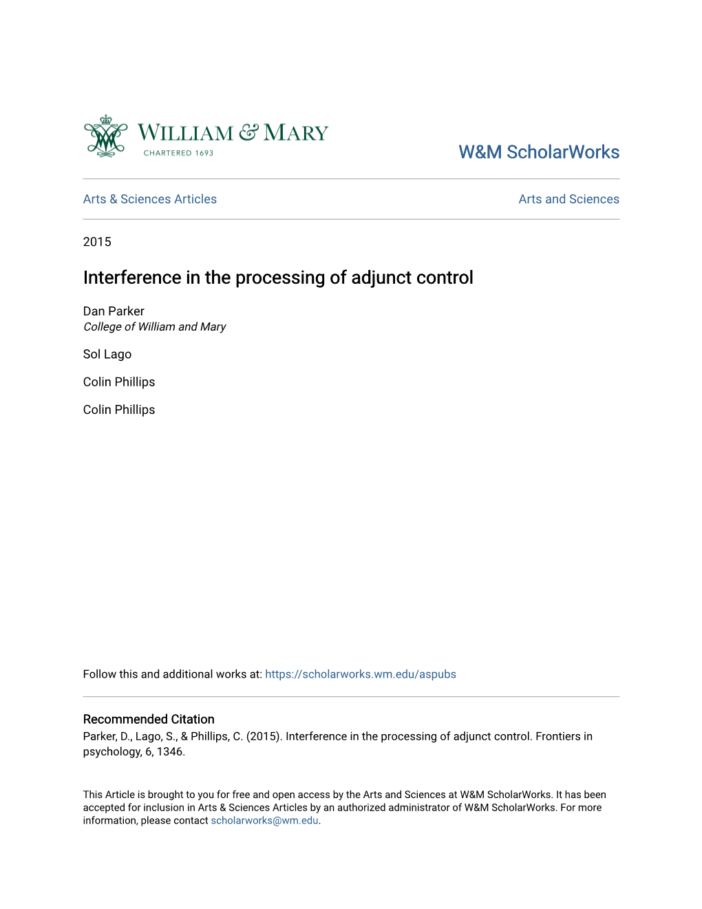 Interference in the Processing of Adjunct Control