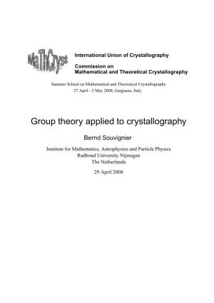 Group Theory Applied to Crystallography