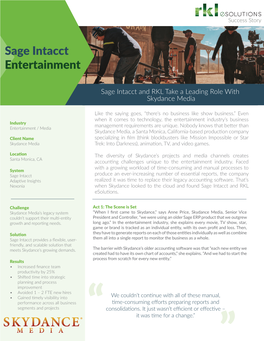 Sage Intacct Entertainment