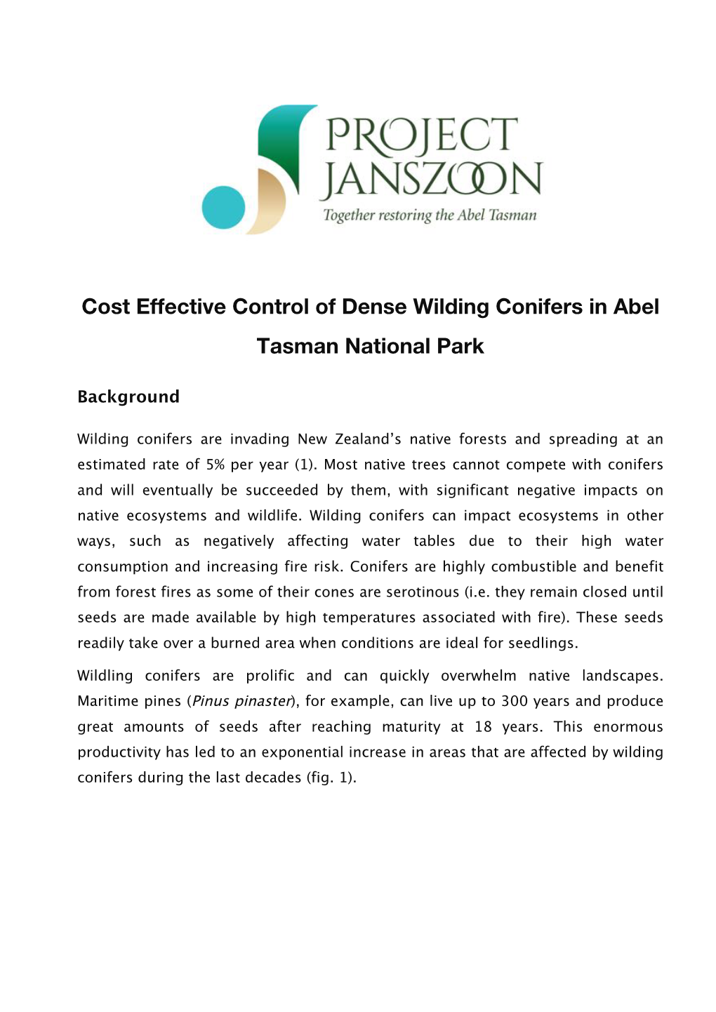 Cost Effective Control of Dense Wilding Conifers in Abel Tasman National Park