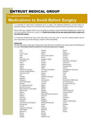 Medications to Avoid Before Surgery