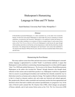 Shakespeare's Humanizing Language in Films and TV Series
