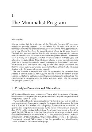 The Minimalist Program 1 1 the Minimalist Program