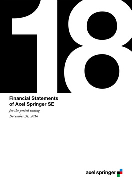 Financial Statements of Axel Springer SE for the Period Ending 18December 31, 2018