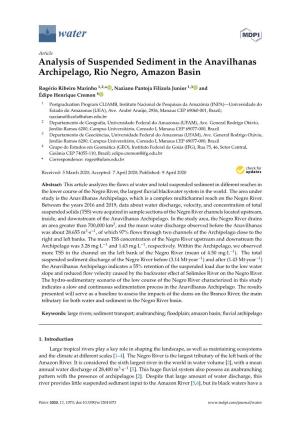Analysis of Suspended Sediment in the Anavilhanas Archipelago, Rio Negro, Amazon Basin