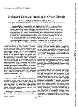 Prolonged Neonatal Jaundice in Cystic Fibrosis H
