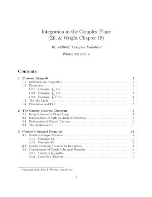 Integration in the Complex Plane (Zill & Wright Chapter