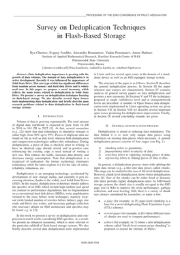 Survey on Deduplication Techniques in Flash-Based Storage