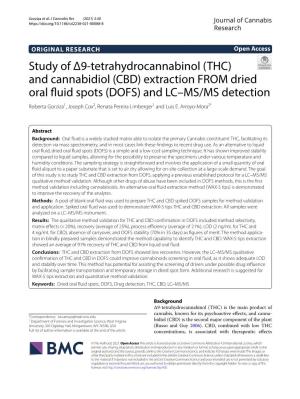 (THC) and Cannabidiol (CBD) Extraction from Dried Oral Fluid Spots