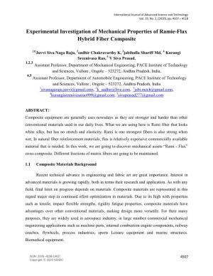 Experimental Investigation of Mechanical Properties of Ramie-Flax Hybrid Fiber Composite