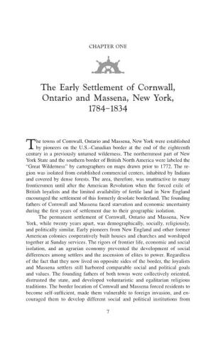 The Early Settlement of Cornwall, Ontario and Massena, New York, 1784–1834