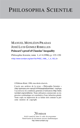 Poincaré's Proof of Clausius' Inequality