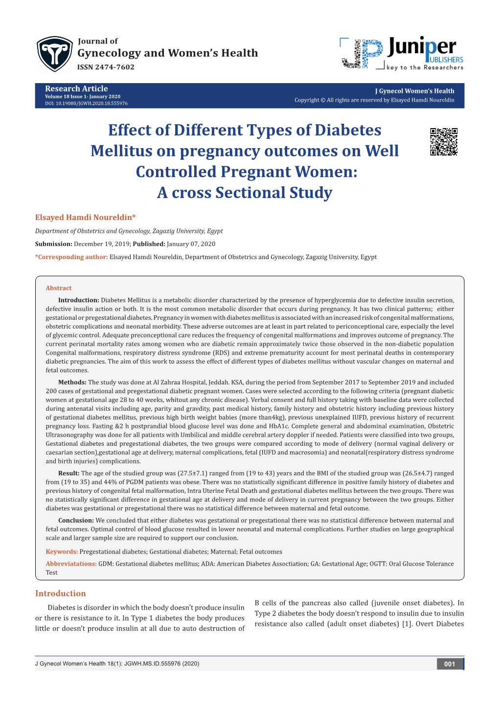 Effect of Different Types of Diabetes Mellitus on Pregnant Outcomes on Well Controlled Pregnant 002 Women: Across Sectional Study