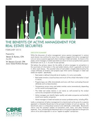 The Benefits of Active Management for Real Estate Securities