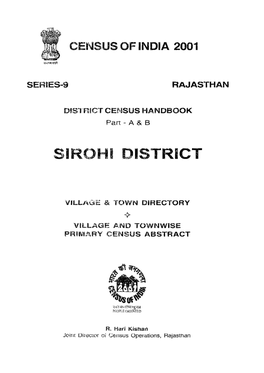 District Census Handbook, Sirohi, Part XII-A & B, Series-9