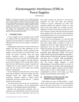 (EMI) in Power Supplies Alfred Hesener