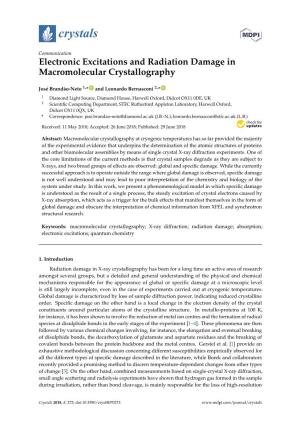 Electronic Excitations and Radiation Damage in Macromolecular Crystallography
