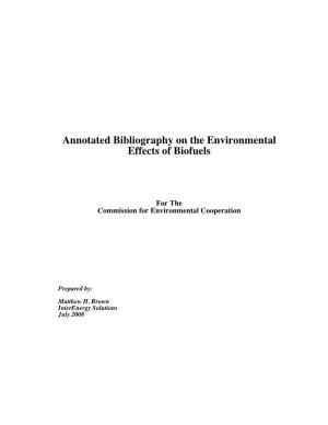 Annotated Bibliography on the Environmental Effects of Biofuels