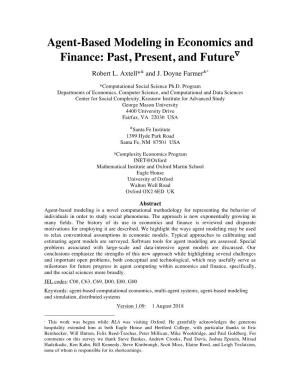 Agent-Based Modeling in Economics and Finance: Past, Present, and Future∇