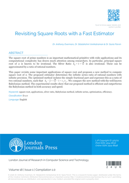 Revisiting Square Roots with a Fast Estimator